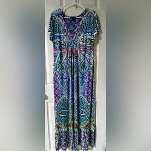 Style & Co. Women’s Maxi Dress short sleeve Purple and blues tones Sz M NWOT ❤️